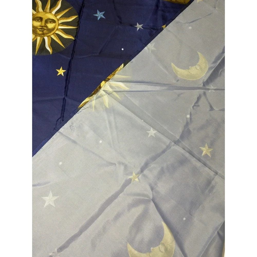 Celestial Shower‎ Curtain Sun Moon Stars Blue Gold Mainstays Polyester Vtg Decor